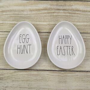 Rae Dunn LL Egg Shaped Easter Plates X2
